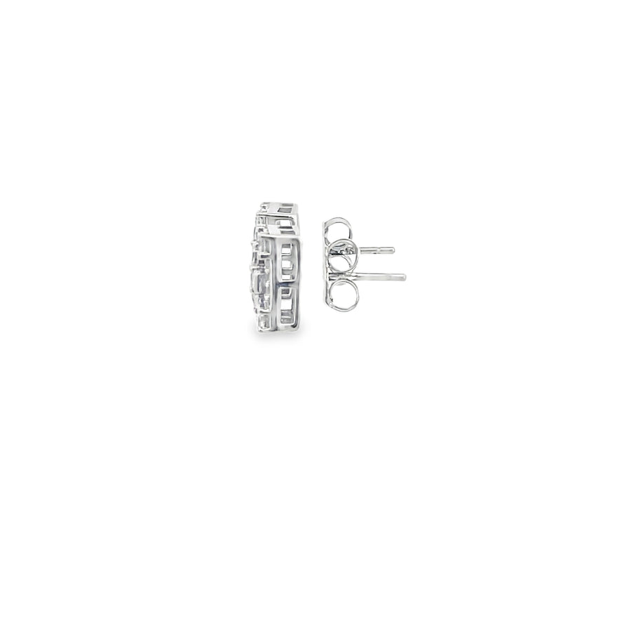 Square Brilliant-Cut Diamond Stud Earrings in 14K White Gold
