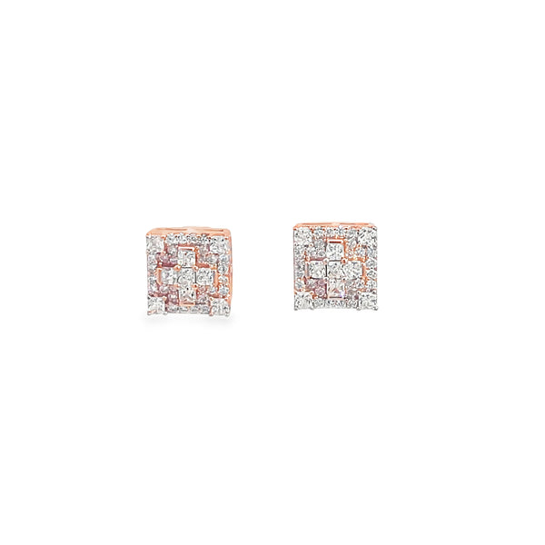 Square Brilliant-Cut Diamond Stud Earrings in 14K White Gold