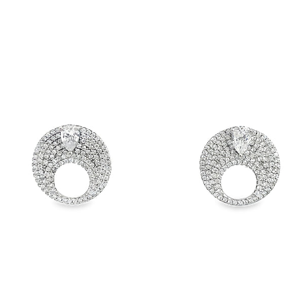 Elegant Pear-Cut Brilliant Diamond Stud Earrings in Polished White Gold