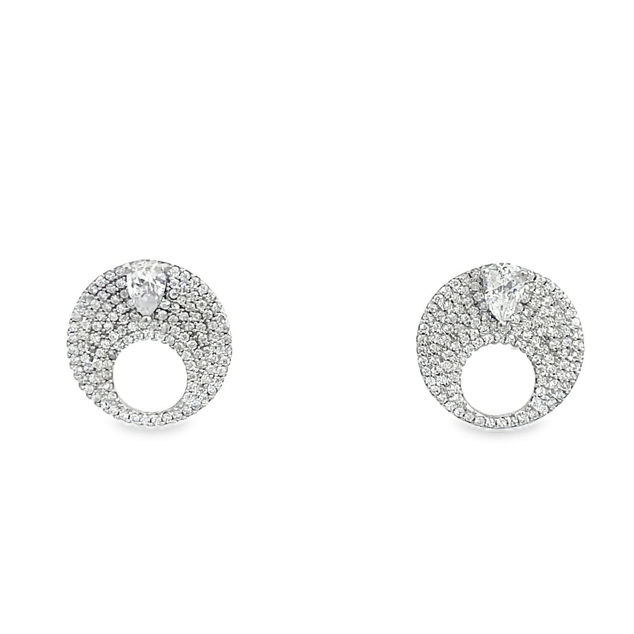 Elegant Pear-Cut Brilliant Diamond Stud Earrings in Polished White Gold