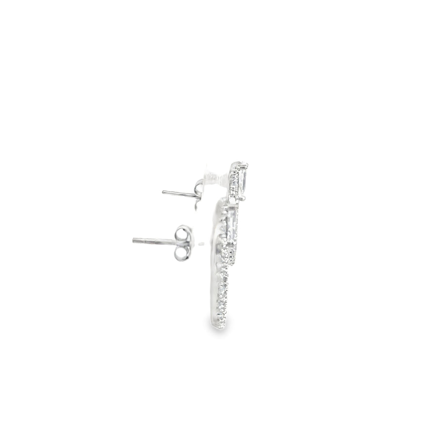 Elegant Pear-Cut Brilliant Diamond Stud Earrings in Polished White Gold