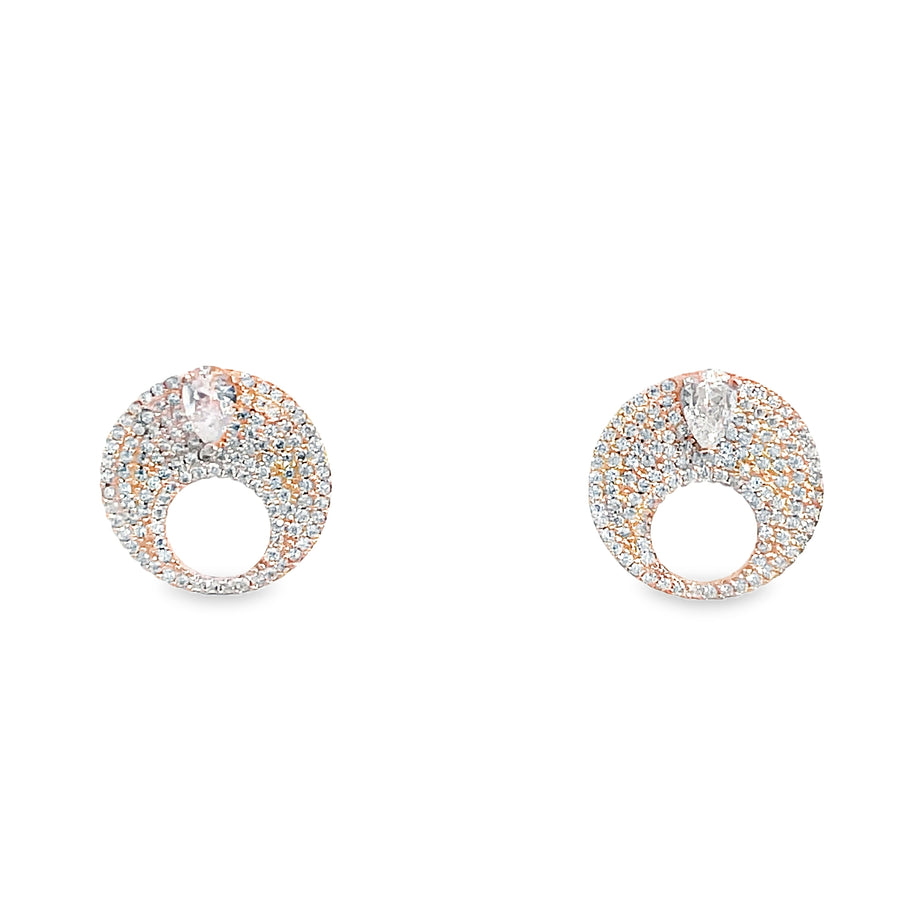 Elegant Pear-Cut Brilliant Diamond Stud Earrings in Polished White Gold