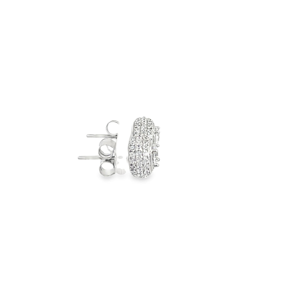 Classic Round Brilliant Cut Diamond Stud Earrings in White Gold