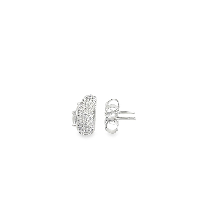 Classic Round Brilliant Cut Diamond Stud Earrings in White Gold