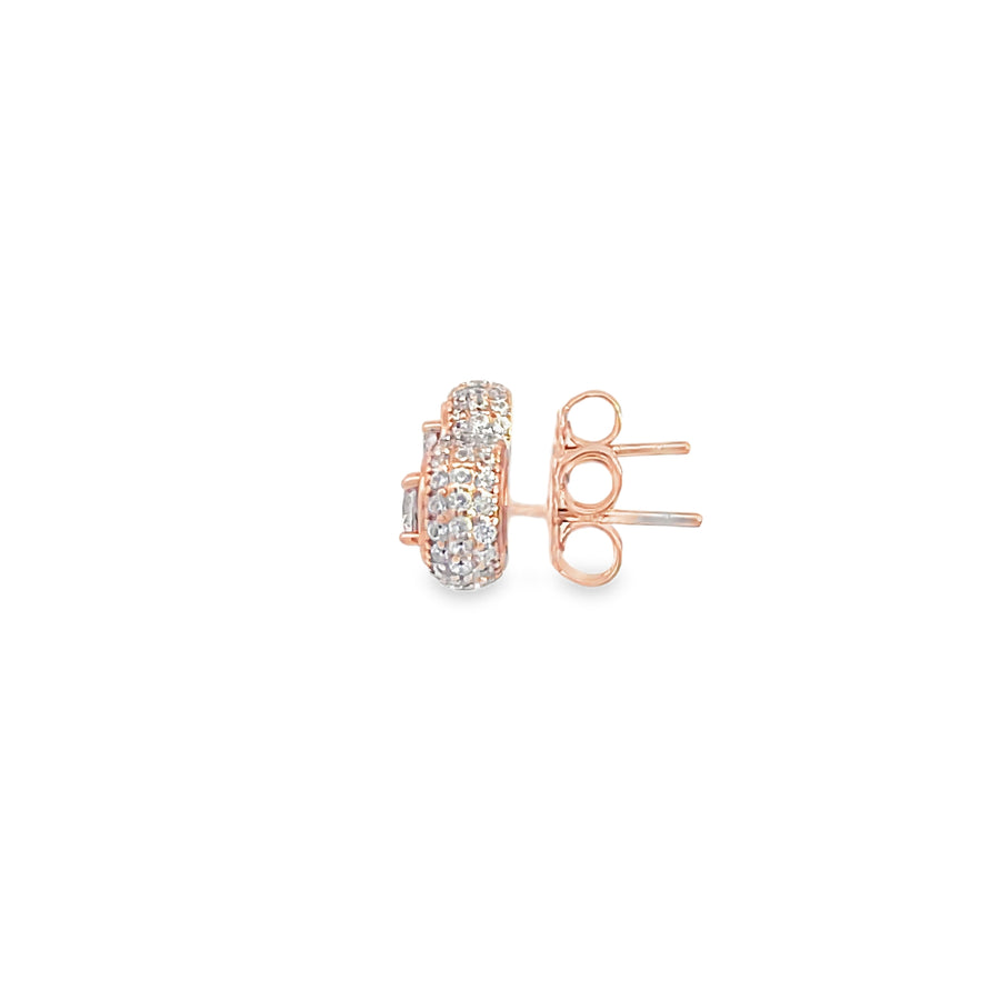 Classic Round Brilliant Diamond Stud Earrings in 14k Rose Gold