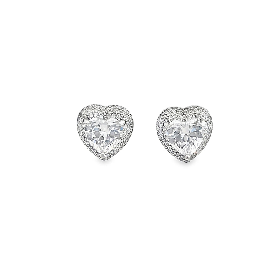 Heart-Shaped Brilliant-Cut Diamond Stud Earrings in White Gold