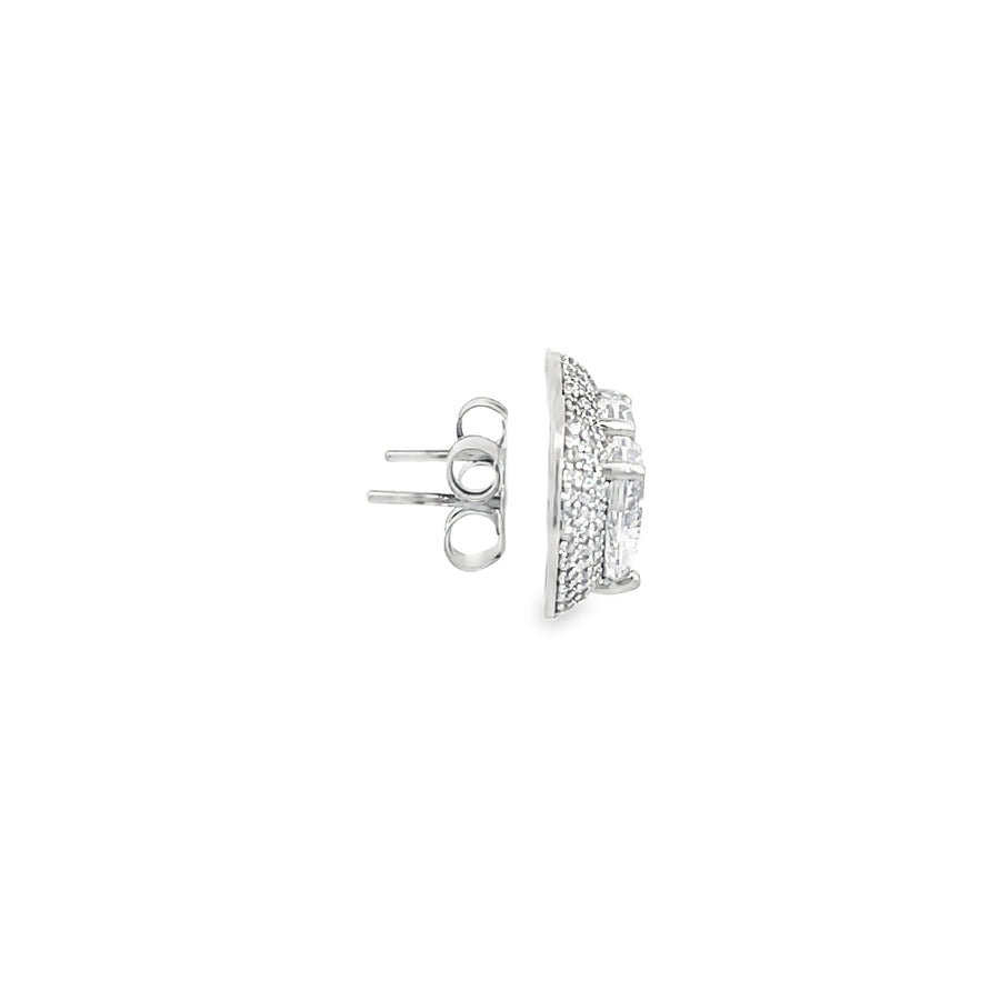 Heart-Shaped Brilliant-Cut Diamond Stud Earrings in White Gold