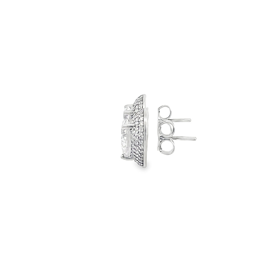 Heart-Shaped Brilliant-Cut Diamond Stud Earrings in White Gold