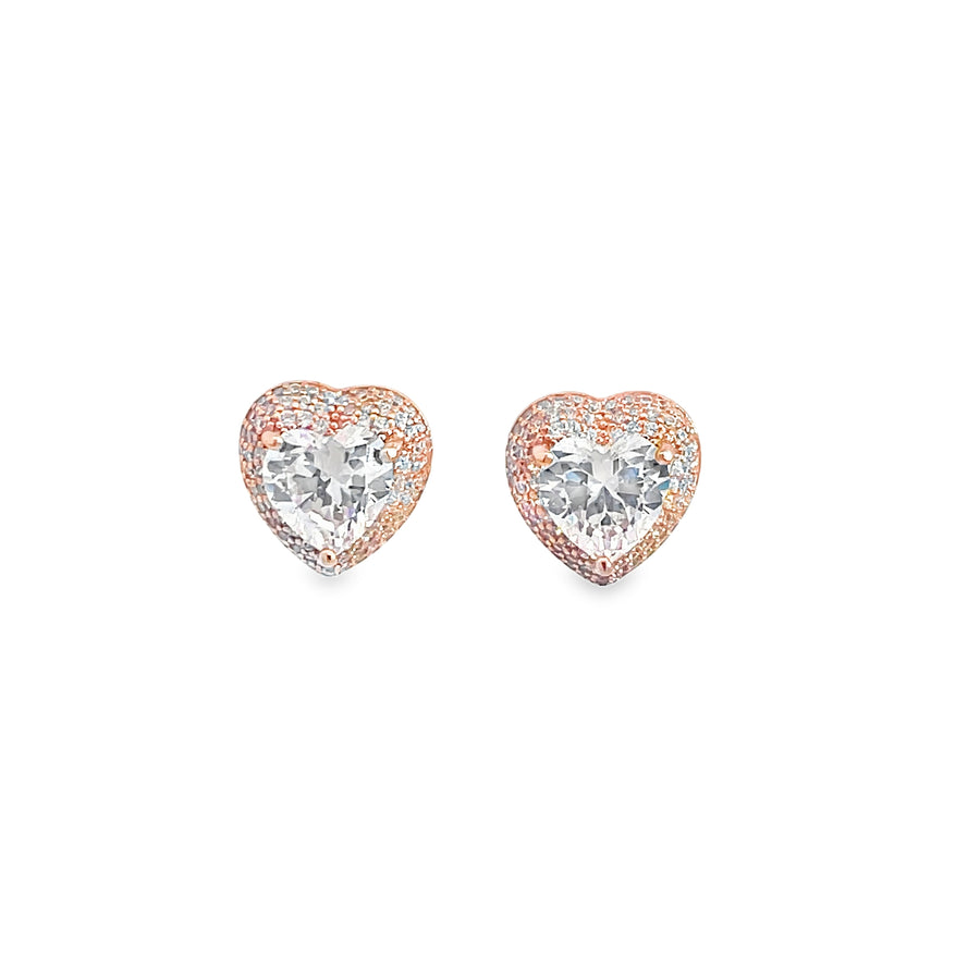 Heart-Shaped Brilliant-Cut Diamond Stud Earrings in White Gold