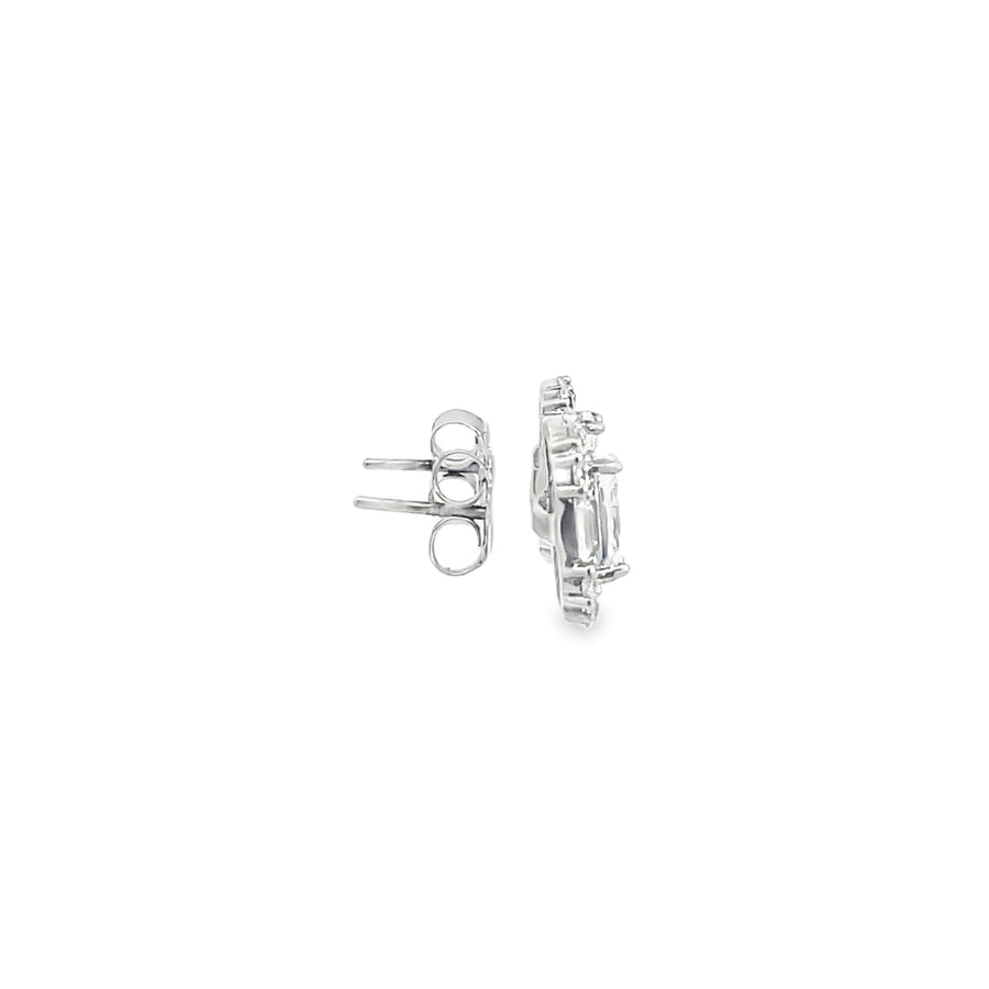 Oval Brilliant Cut Diamond Stud Earrings in White Gold