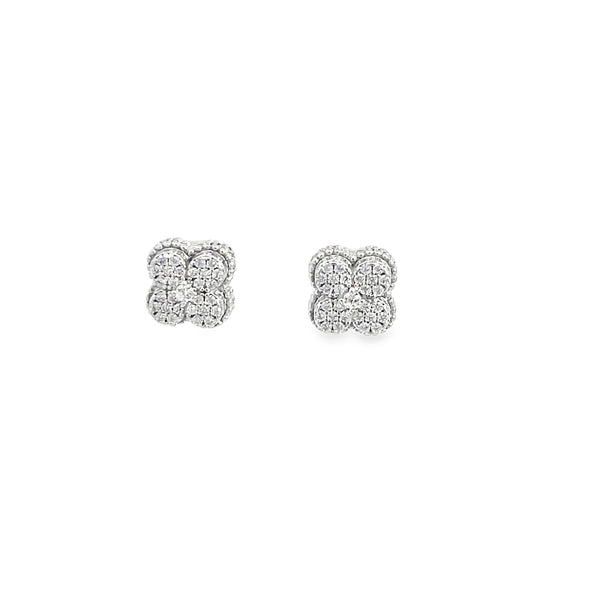 Classic Round Brilliant Cut Diamond Stud Earrings in White Gold