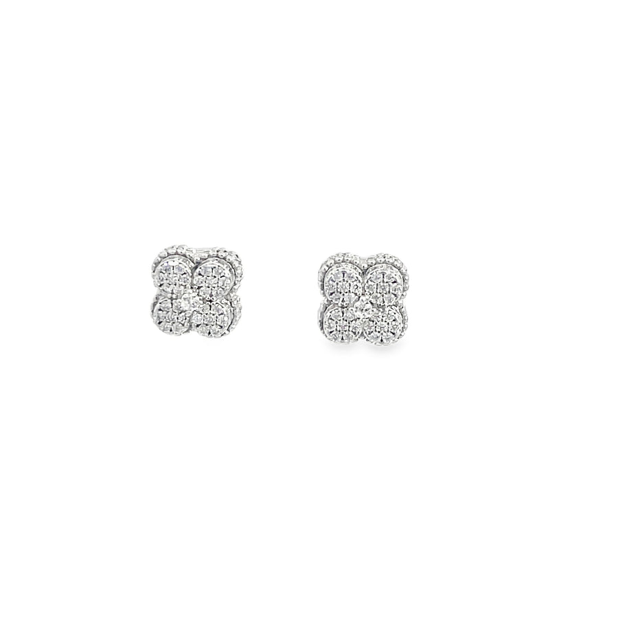 Classic Round Brilliant Cut Diamond Stud Earrings in White Gold