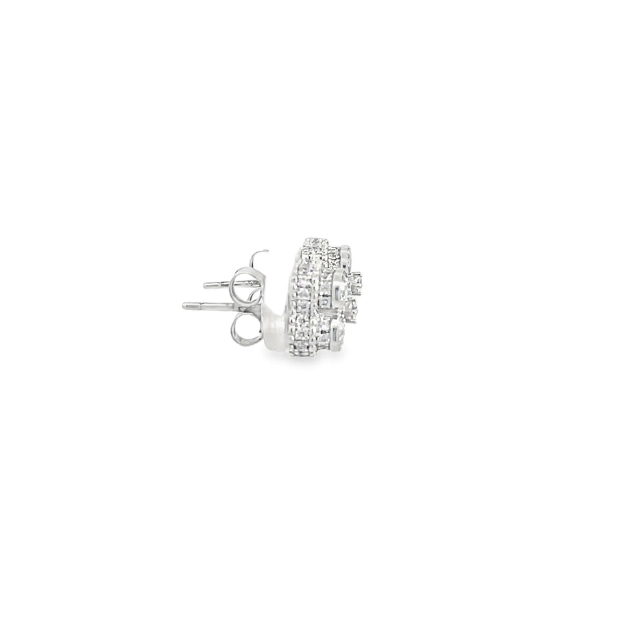 Classic Round Brilliant Cut Diamond Stud Earrings in White Gold