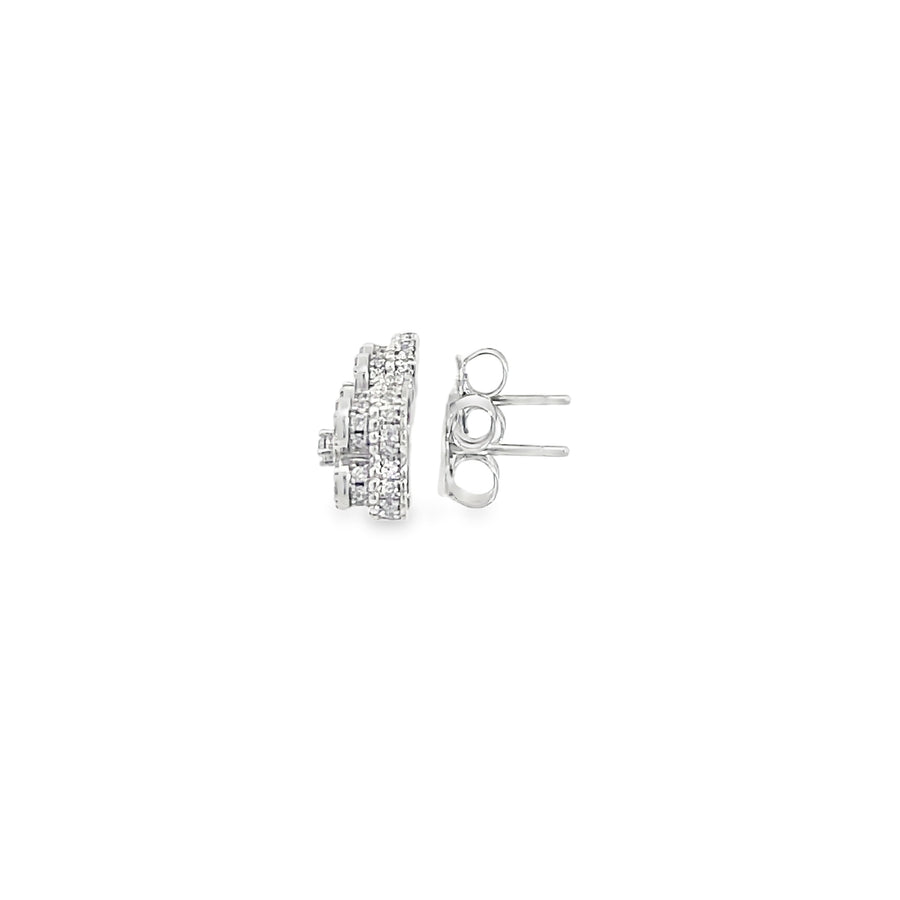 Classic Round Brilliant Cut Diamond Stud Earrings in White Gold