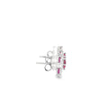925 Silver Ruby Floral Halo Stud Earrings