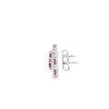 925 Silver Ruby Floral Halo Stud Earrings