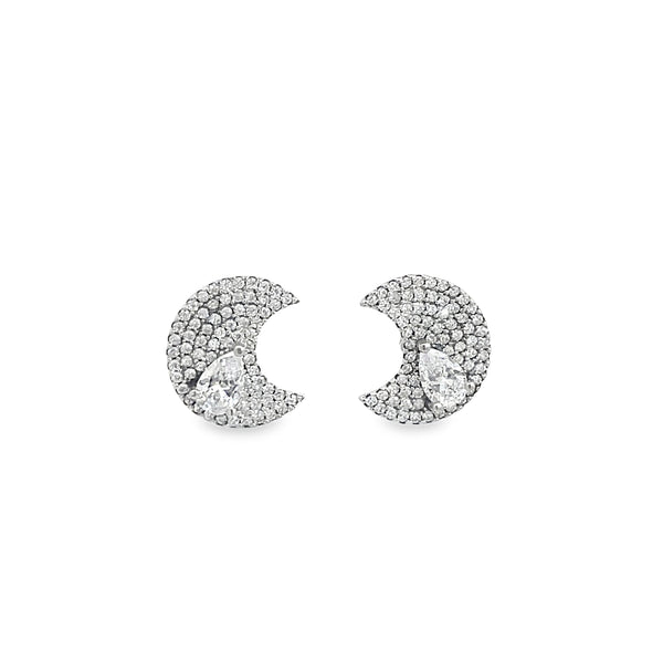 Pear Shape Brilliant Cut Diamond Stud Earrings in White Gold