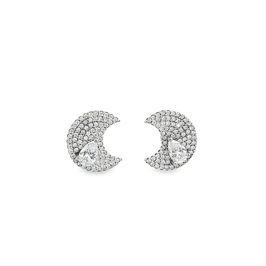 Pear Shape Brilliant Cut Diamond Stud Earrings in White Gold