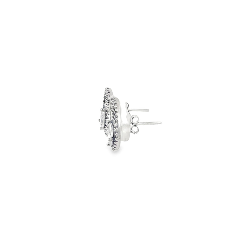 Pear Shape Brilliant Cut Diamond Stud Earrings in White Gold