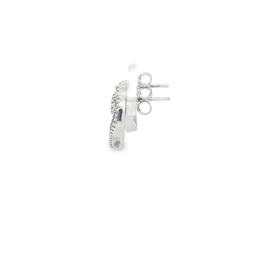 925 Silver Double Heart Ruby Stud Earrings