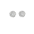 925 Silver Floral Halo Princess Cut Stud Earrings