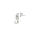 925 Silver Pearl Drop Triangle Stud Earrings