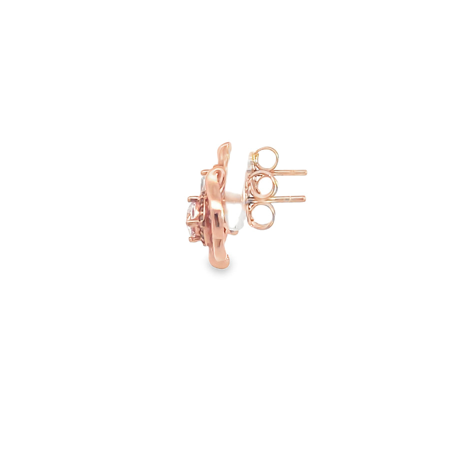 Cushion Brilliant-Cut Diamond Stud Earrings in Rose Gold