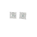 Classic Round Brilliant Cut Emerald Stud Earrings in Polished White Gold