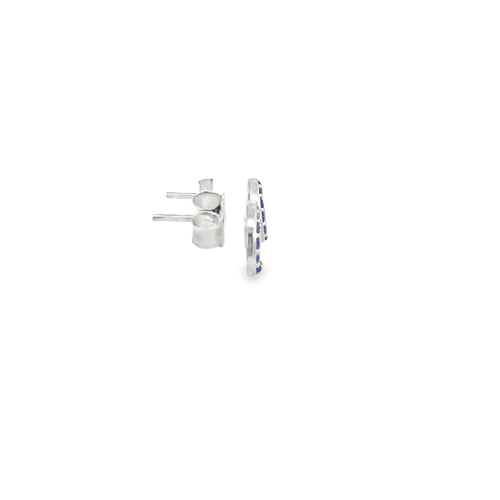 925 Silver Blue Evil Eye Crystal Stud Earrings