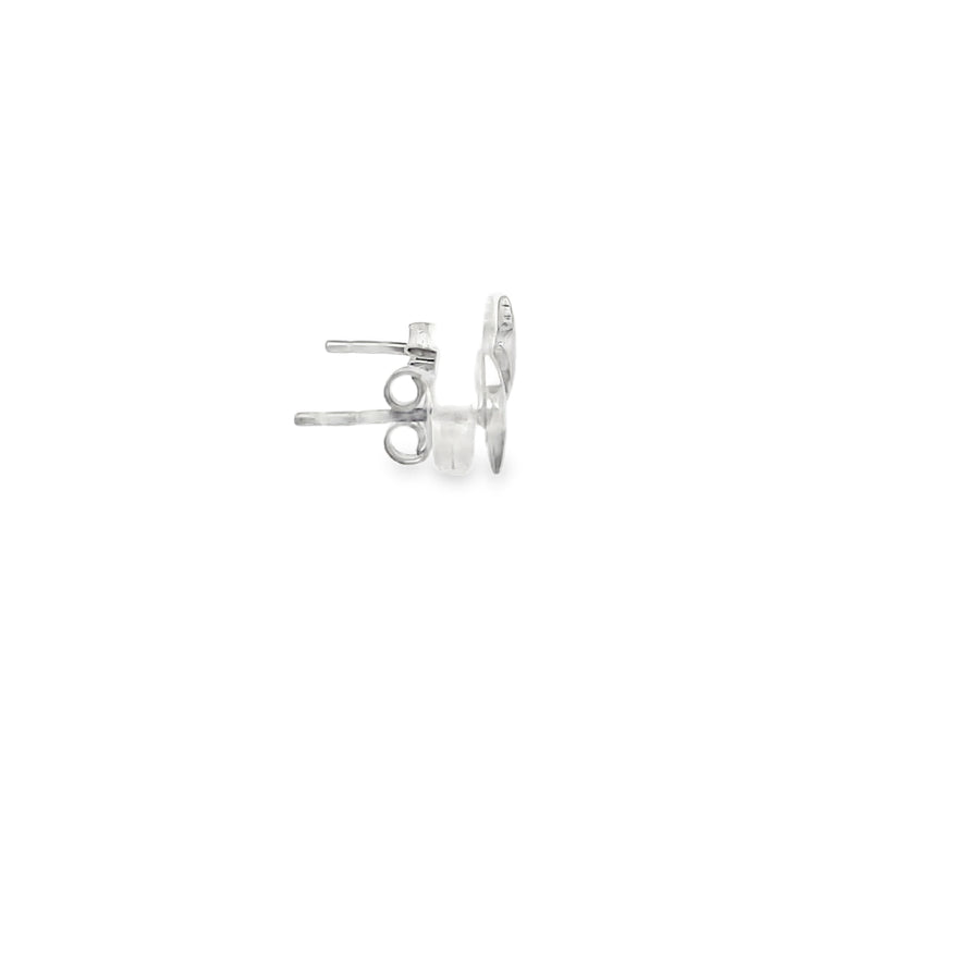Classic Round White Gold Polished Stud Earrings