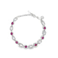 Natural Oval Brilliant Cut Red Ruby White Gold Chain Bracelet