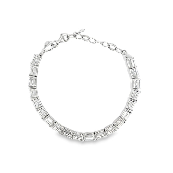 Classic Emerald-Cut Diamond Tennis Bracelet in 18k White Gold