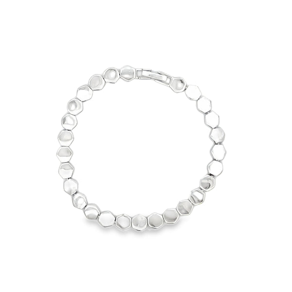 Classic 18k White Gold High-Polished Interlocking Chain Link Bracelet