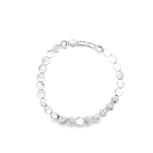 Classic 18k White Gold High-Polished Interlocking Chain Link Bracelet