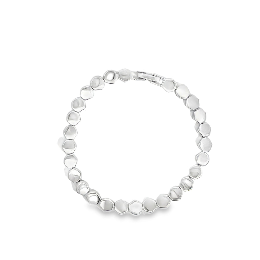 Classic 18k White Gold High-Polished Interlocking Chain Link Bracelet