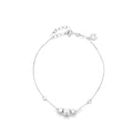 Polished Sterling Silver Beaded Charm Bracelet with Engraved Disc Detail