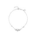 Polished Sterling Silver Beaded Charm Bracelet with Engraved Disc Detail