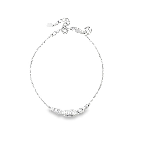 Sterling Silver Textured Multi-Bead Adjustable Chain Bracelet