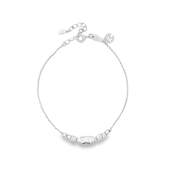 Sterling Silver Textured Multi-Bead Adjustable Chain Bracelet