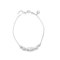 Textured Bead and Diamond Box Chain Bracelet in S925 Sterling Silver