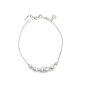 Textured Bead and Diamond Box Chain Bracelet in S925 Sterling Silver