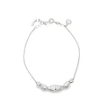 Textured Bead and Diamond Box Chain Bracelet in S925 Sterling Silver