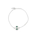 Malachite and Diamond Geometric Lozenge Chain Bracelet in Sterling Silver