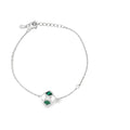 Malachite and Diamond Geometric Lozenge Chain Bracelet in Sterling Silver