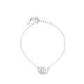 Interlocking Pavé Diamond and Polished Ring Chain Bracelet in Sterling Silver