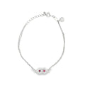 Double Floral Ruby White Gold Chain Bracelet