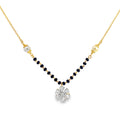 Floral Diamond and Pearl Beaded Mangalsutra in Yellow Gold