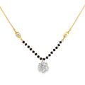 Floral Diamond and Pearl Beaded Mangalsutra in Yellow Gold
