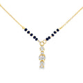 Yellow Gold Multi-Cut Diamond Pendant Beaded Necklace
