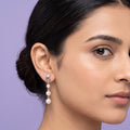925 Sterling Silver Triple Pearl Drop Stud Earrings